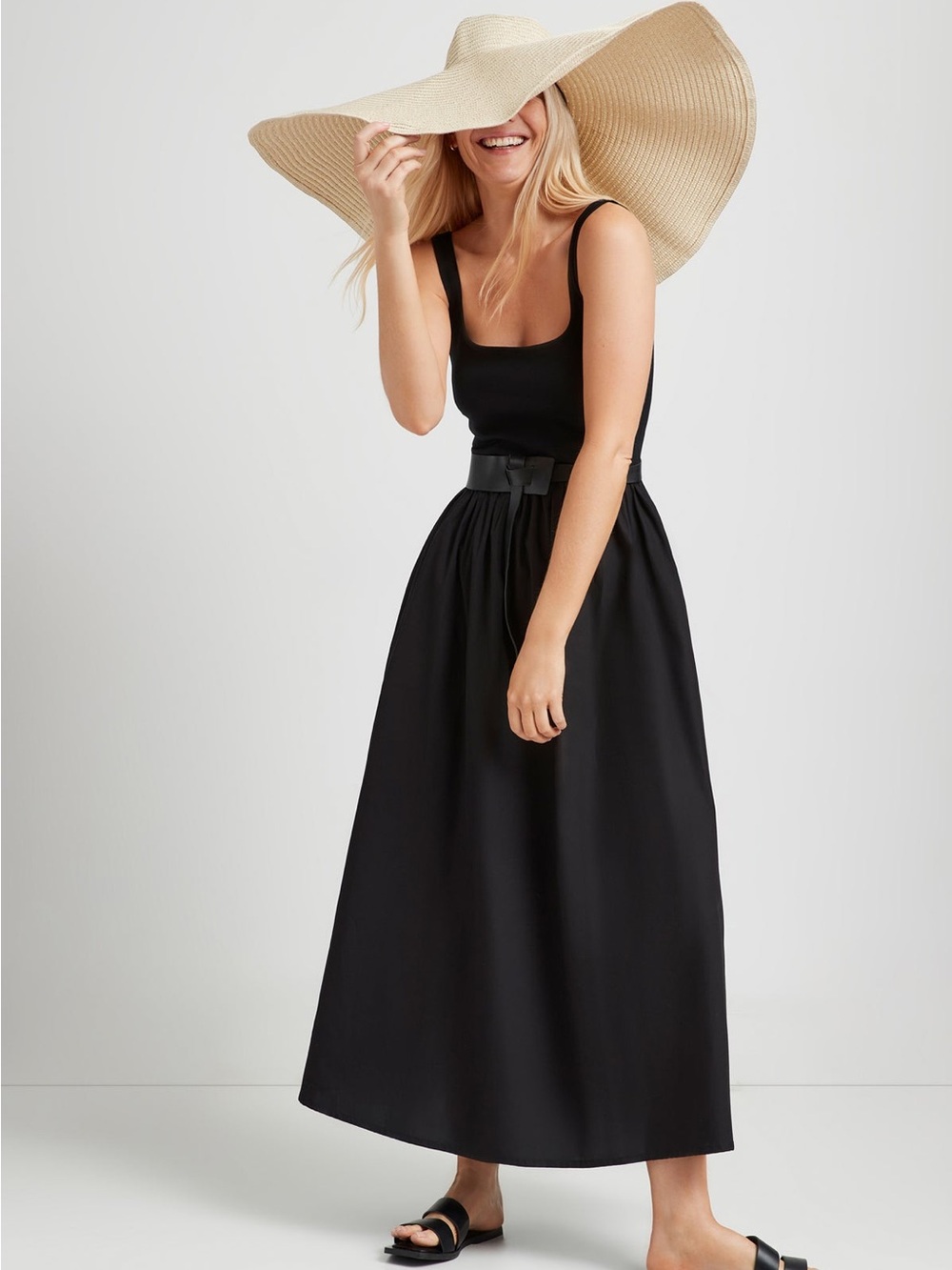 Marcella Clara Classic Black Square-Neck Maxi Dress